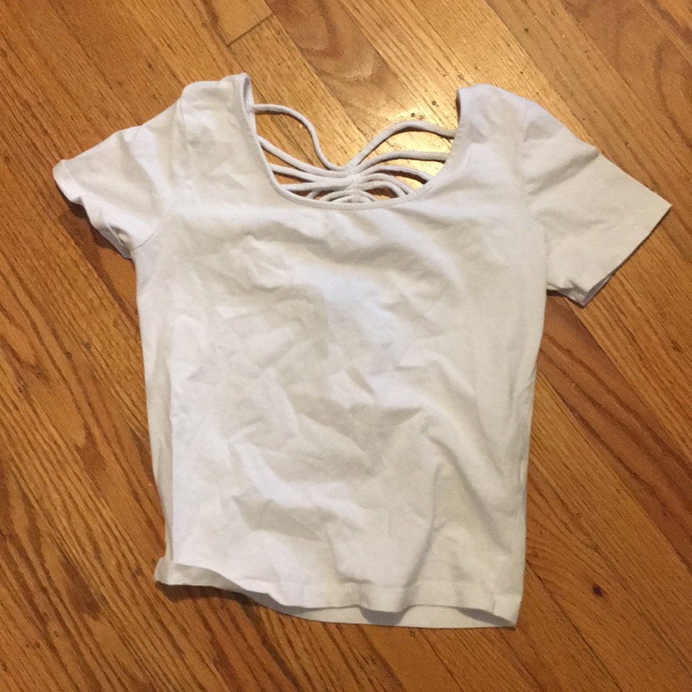 White scrappy crop top